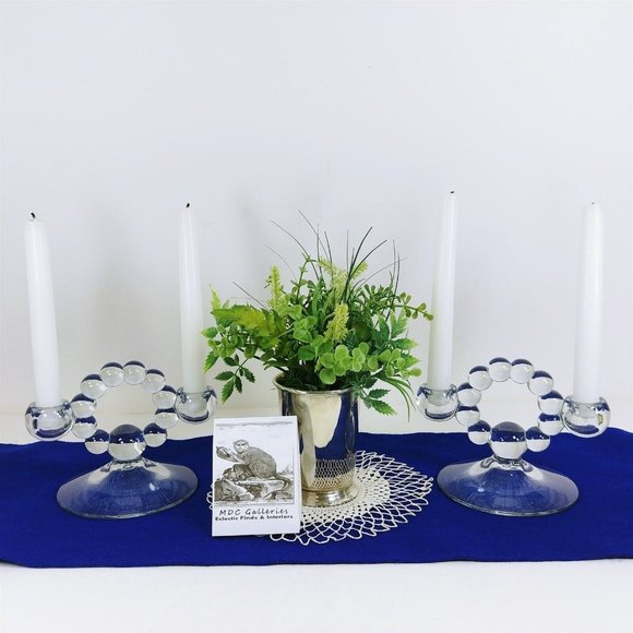Candlewick Double Taper Candle Holder Imperial Glass 2pc set - Picture 2 of 12